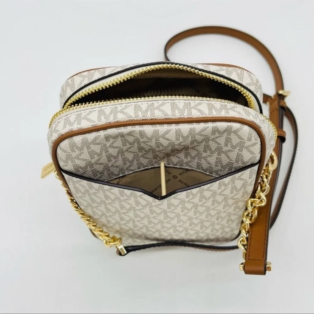 Michael Kors Medium NS Chain XBody Bag Vanilla/Brown - Picture 10 of 12